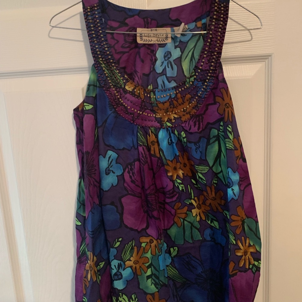 Boho floral beaded tunic